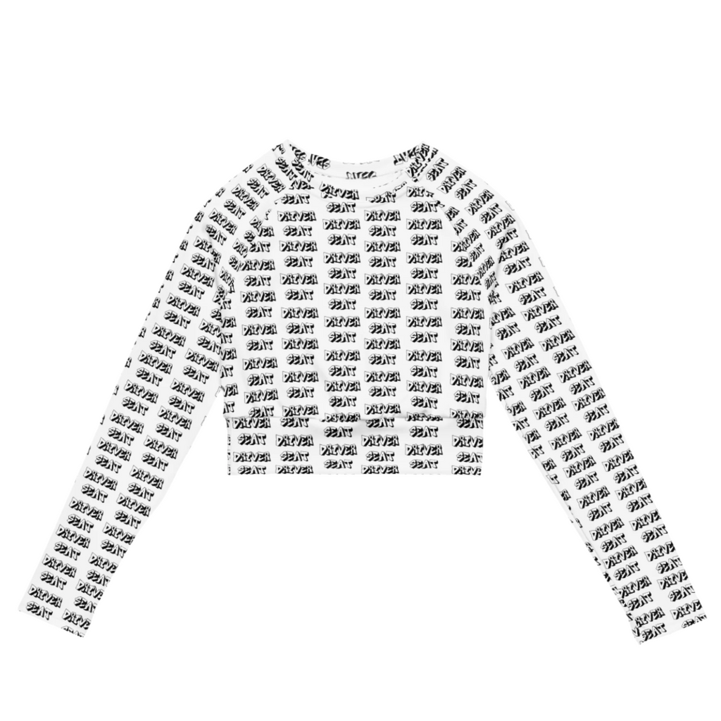 Repeater Long Sleeve Crop Top - White