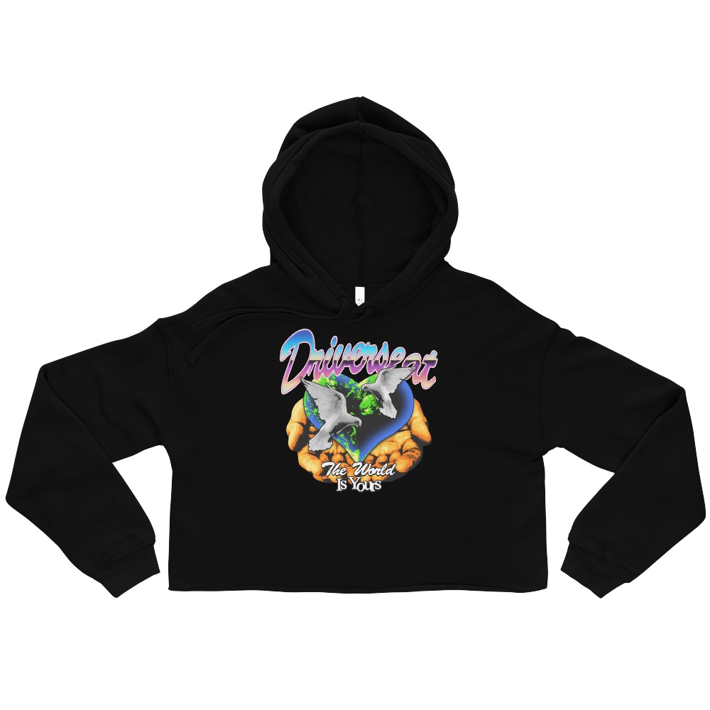 The World Is Yours Crop Hoodie - Black