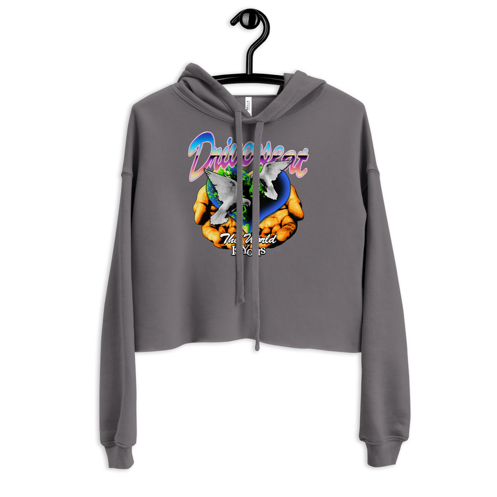 The World Is Yours Crop Hoodie - Storm
