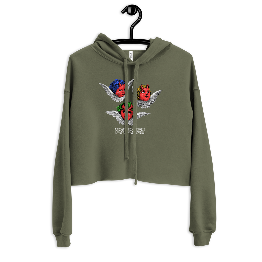 D'Evils Crop Hoodie - Military Green