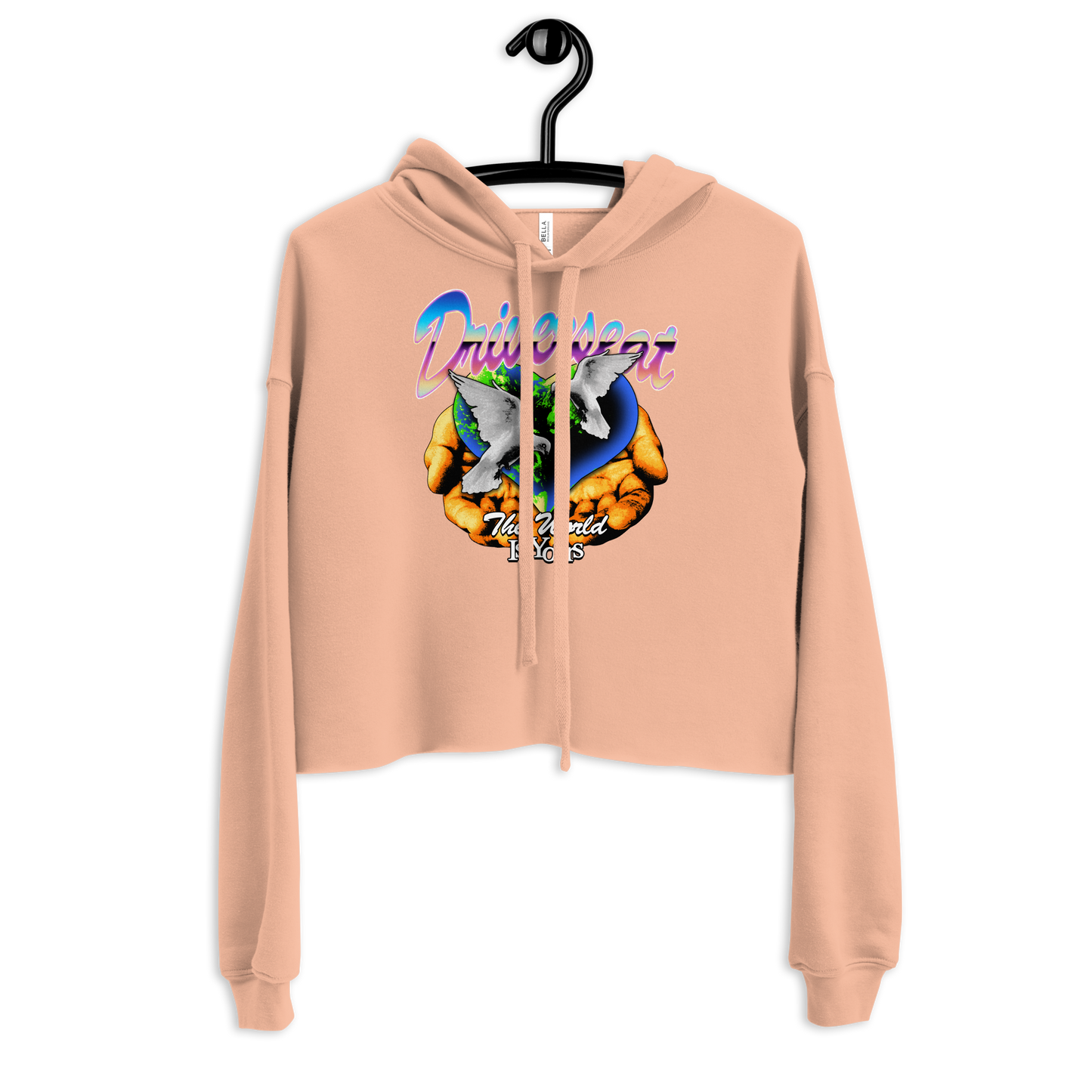 The World Is Yours Crop Hoodie - Peach